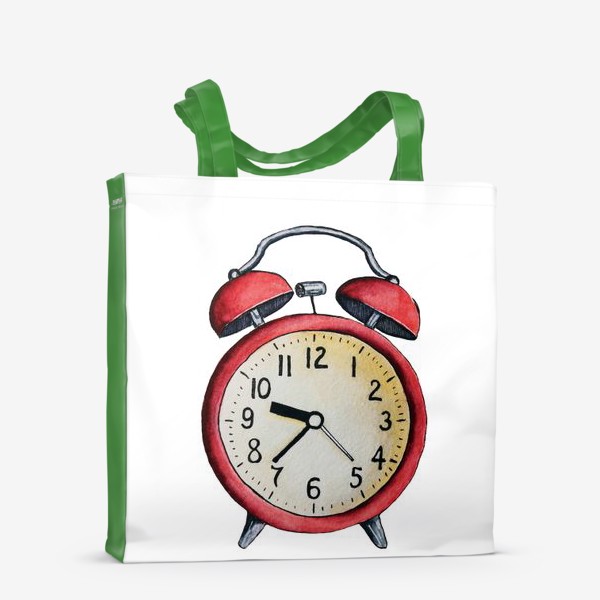 Сумка-шоппер «Красный будильник, часы, время»