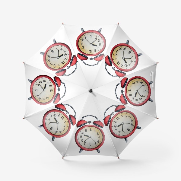 Зонт «Красный будильник, часы, время»
