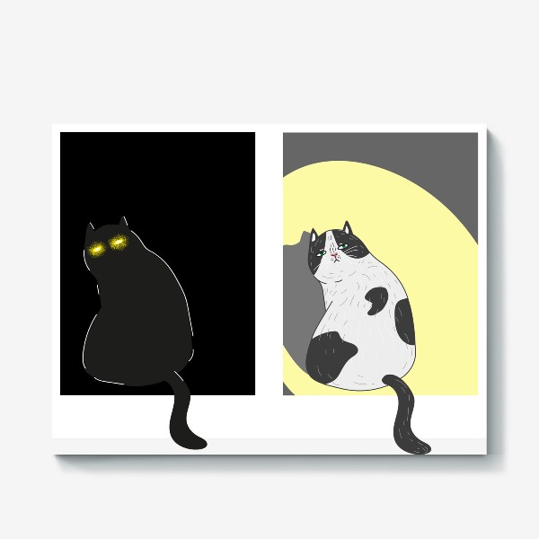 Холст «Комикс - прикол, недовольный толстый кот - демон, обман зрения, иллюзия, милый смешной котик»