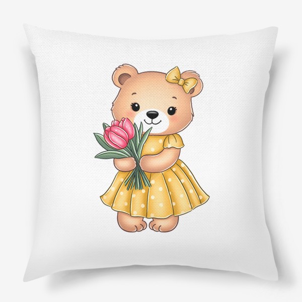 Подушка «Медведица с тюльпанами»