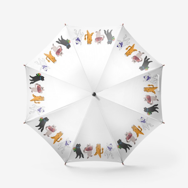 Зонт &laquo;Смешные котики с музыкой и цветами, забавный весенний принт, милый подарок на 8 марта и другие праздники &raquo;