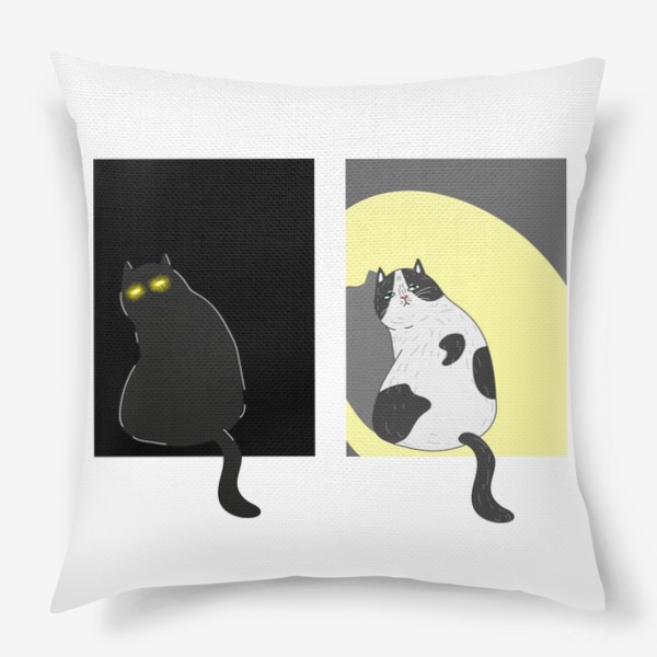 Подушка &laquo;Комикс - прикол, недовольный толстый кот - демон, обман зрения, иллюзия, милый смешной котик&raquo;
