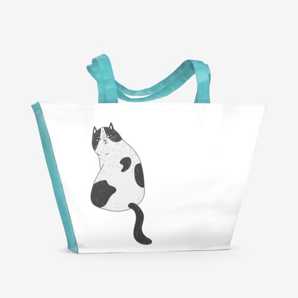 Пляжная сумка «Жирненький недовольный котик, милые живитные, смешной пятнистый кот в подарок»