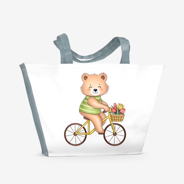 Пляжная сумка «Мишка на велосипеде (8 марта)»