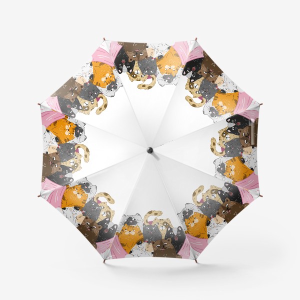 Зонт «Букет из котиков вместо цветов, прикольный подарок на праздник, смешные коты, милые животные»