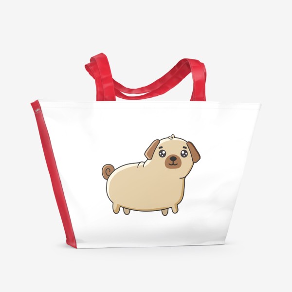 Пляжная сумка «Милая собачка мопс»