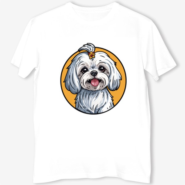 Футболка &laquo;Милая белая мальтийская болнка, красивая собака, породы собак, милые животные&raquo;