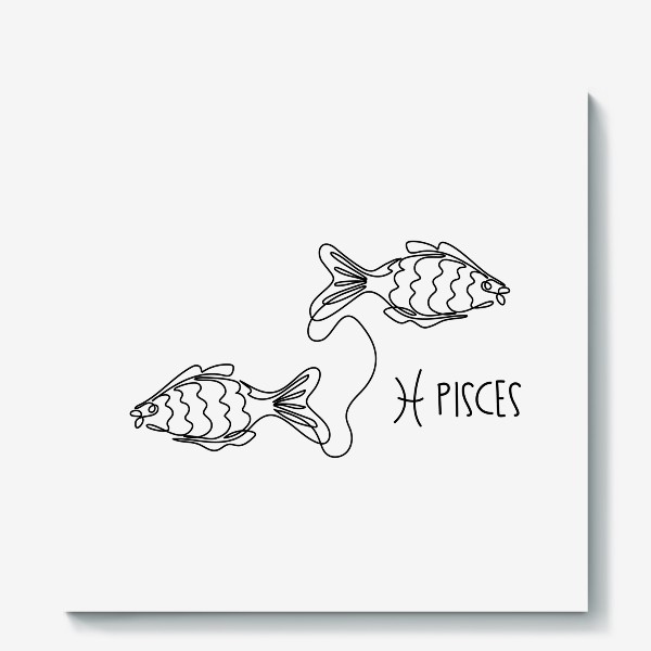 Холст «Рыбы. Знак зодиака рыбы в стиле лайн арт.»