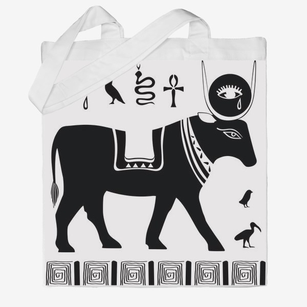 Сумка хб «Древнеегипетский бог Апис в виде священного быка и древнеегипетские символы»