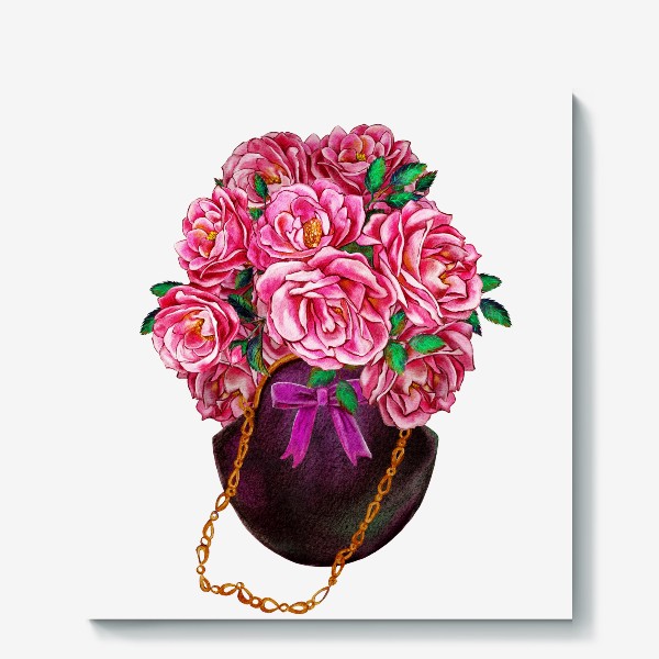 Холст «розы  в сумочке»