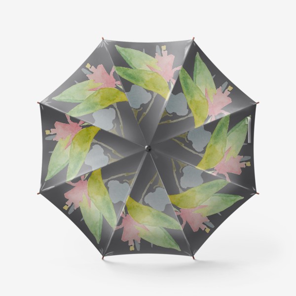 Зонт &laquo;Акварельные цветы на сером фоне &raquo;