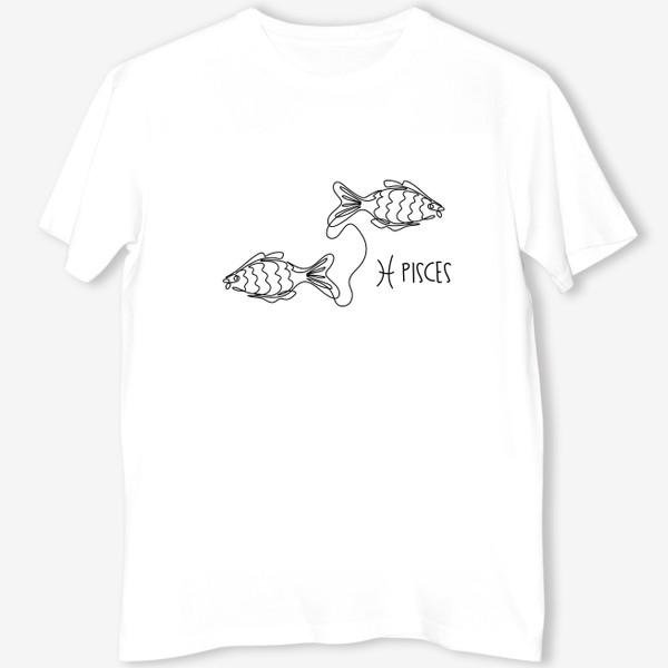 Футболка «Рыбы. Знак зодиака рыбы в стиле лайн арт.»