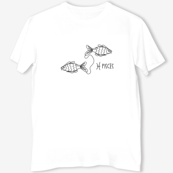 Футболка &laquo;Рыбы. Знак зодиака рыбы в стиле лайн арт.&raquo;