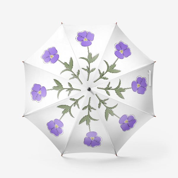 Зонт «Цветок фиалки одной линией, контуром, стиль лайн арт, минимализм»