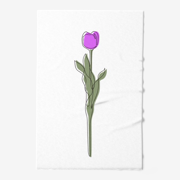 Полотенце «Тюльпан розовый одной линией, стиль лайн арт, минимализм, растение»