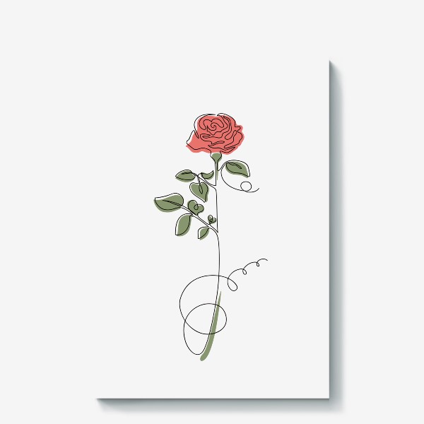 Холст «Роза красная одной линией, в стиле лайн арт, минимализм»