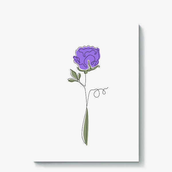 Холст «Пион фиолетовый в стиле лайн арт, минимализм»