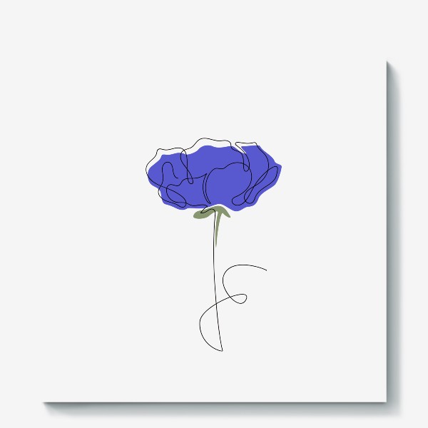 Холст &laquo;Фиолетовый красивый цветок одной линией, в стиле лайн арт, минимализм, просто&raquo;