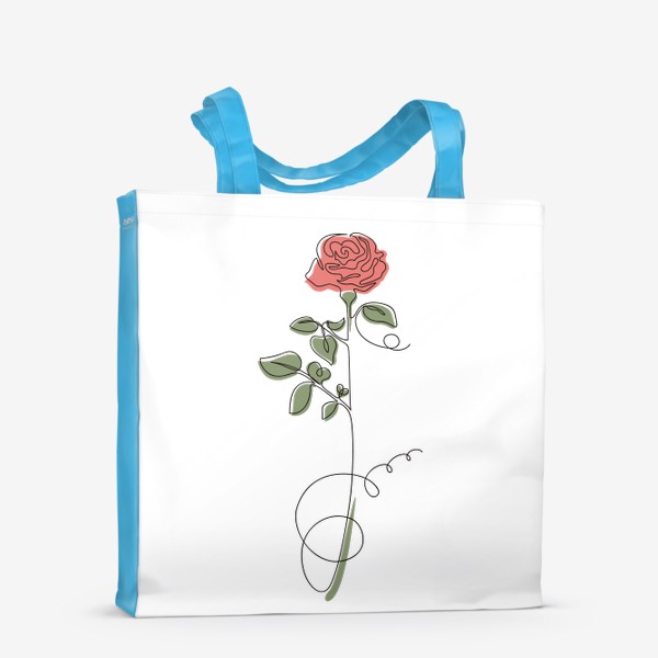 Сумка-шоппер «Роза красная одной линией, в стиле лайн арт, минимализм»