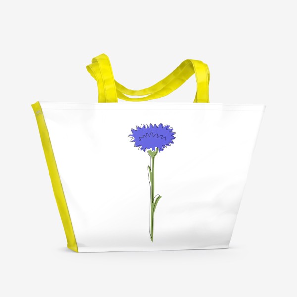 Пляжная сумка «Гвоздика синяя контуром в стиле лайн арт, минимализм»
