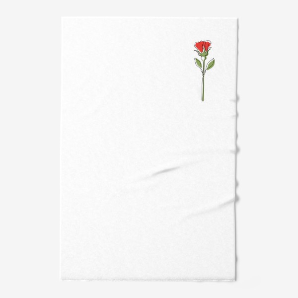 Полотенце «Простая красная роза чёрным контуром в стиле лайн арт, минимализм»