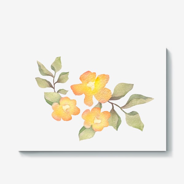 Холст «Нежные акварельные желтые цветы»