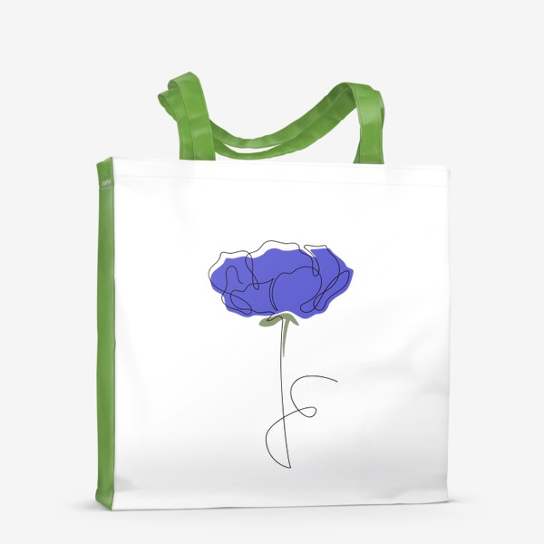 Сумка-шоппер «Фиолетовый красивый цветок одной линией, в стиле лайн арт, минимализм, просто»
