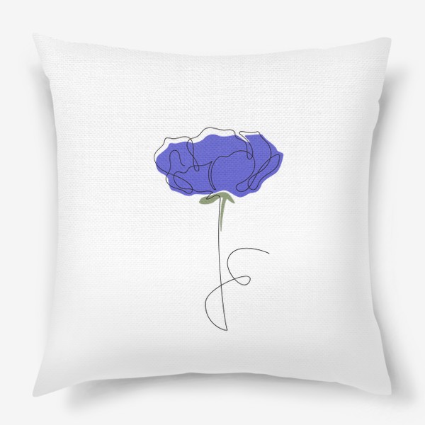 Подушка «Фиолетовый красивый цветок одной линией, в стиле лайн арт, минимализм, просто»