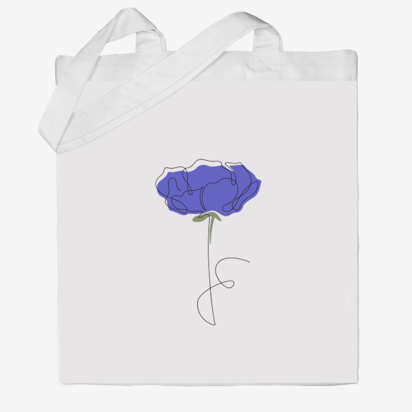 Сумка хб &laquo;Фиолетовый красивый цветок одной линией, в стиле лайн арт, минимализм, просто&raquo;