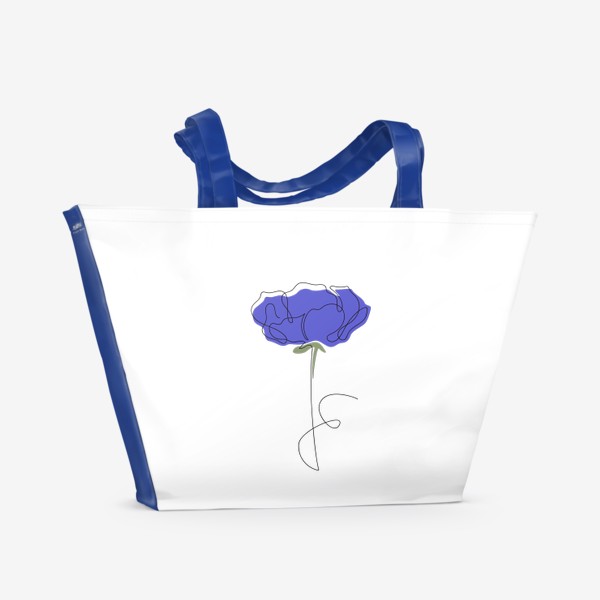 Пляжная сумка &laquo;Фиолетовый красивый цветок одной линией, в стиле лайн арт, минимализм, просто&raquo;