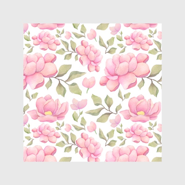 Скатерть «Летний цветочный узор с розовыми пионами»