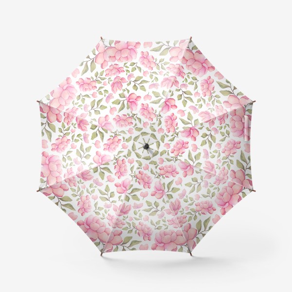 Зонт &laquo;Летний цветочный узор с розовыми пионами&raquo;