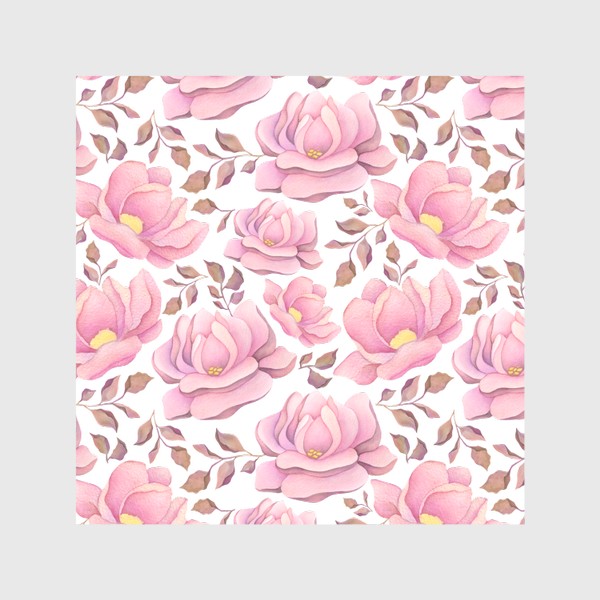 Скатерть «Весенние нежные розы и пионы - розовый цветочный узор»