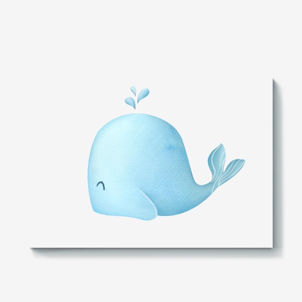 Холст «Милый кит. Акварельный нежный принт для детей»