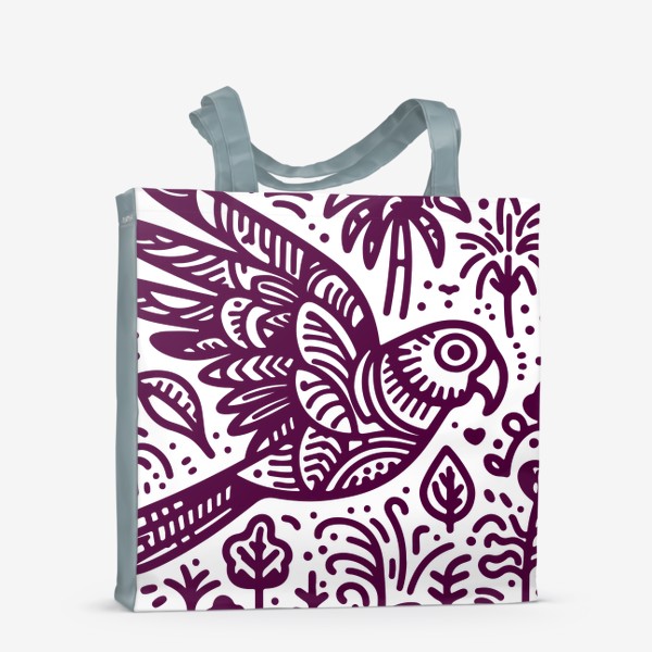 Сумка-шоппер «Орнамент с попугаем и растениями»