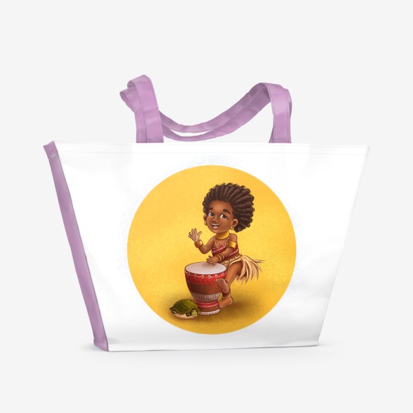 Пляжная сумка «Девочка из племени с барабаном»