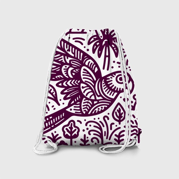 Рюкзак «Орнамент с попугаем и растениями»