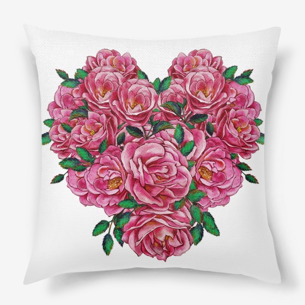 Подушка «сердце из роз»