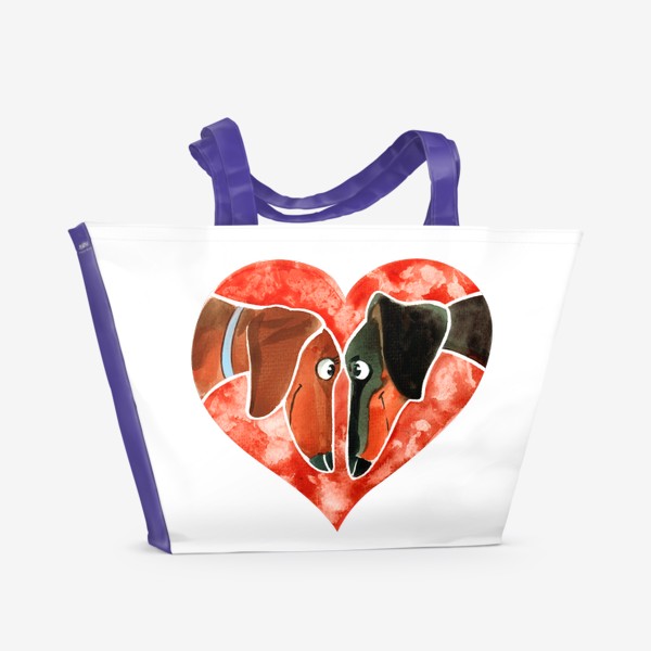 Пляжная сумка «таксы в сердечке»