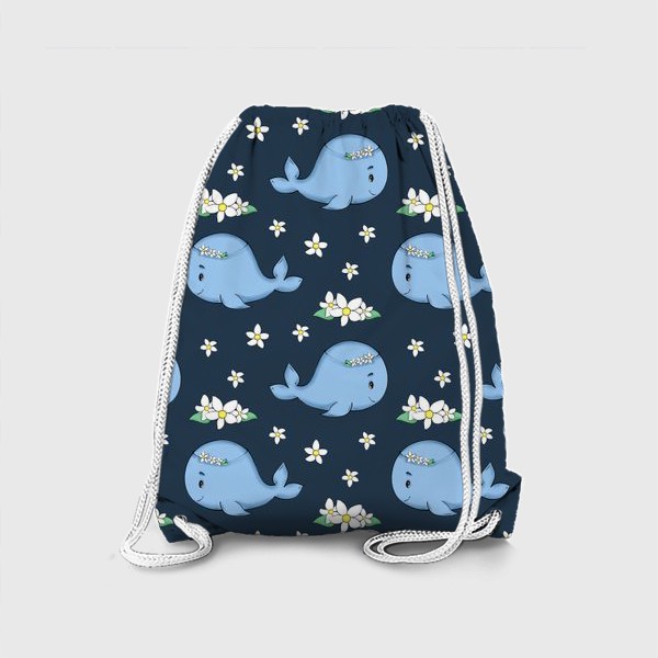 Рюкзак «Паттерн с китом и цветочками»