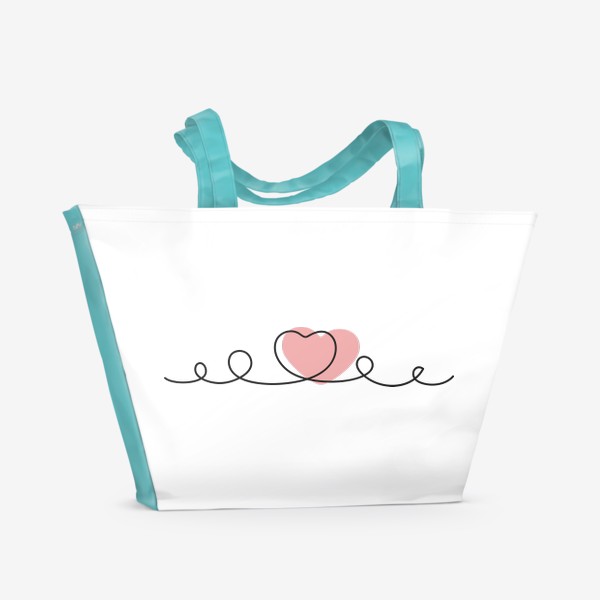 Пляжная сумка «Сердце одной линией с завитками»