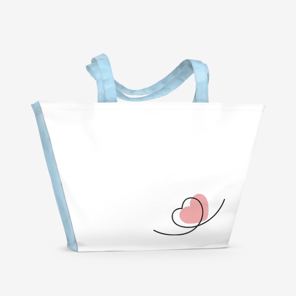 Пляжная сумка «Сердце одной линией, сердечко в стиле лайн арт, минимализм»