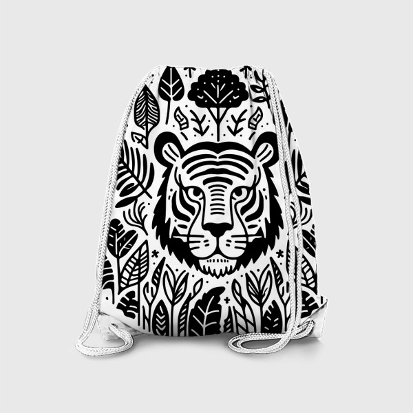 Рюкзак «Голова тигра в окружении листьев»