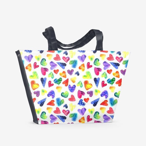 Пляжная сумка «Радужные сердечки»