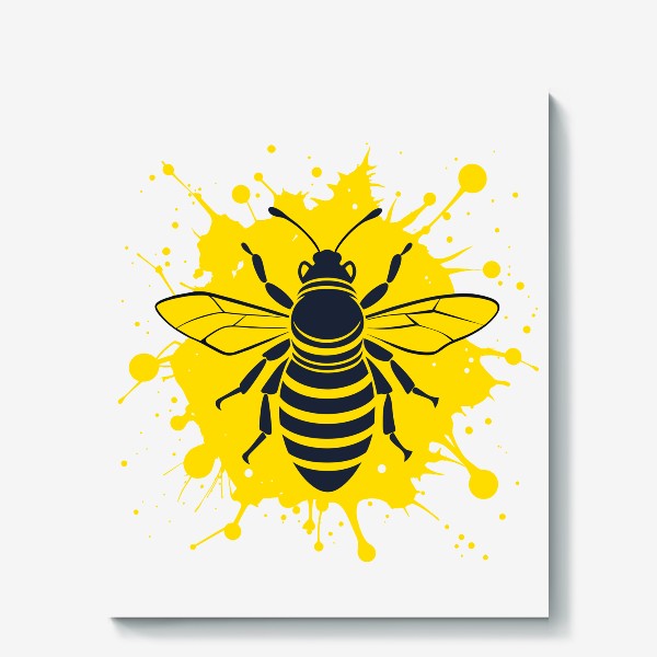 Холст «Силуэт пчелы на жёлтом фоне»