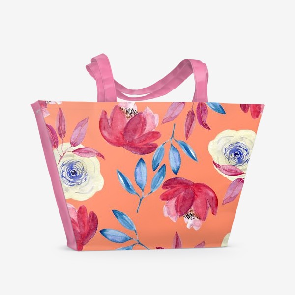 Пляжная сумка «Розы и пионы »