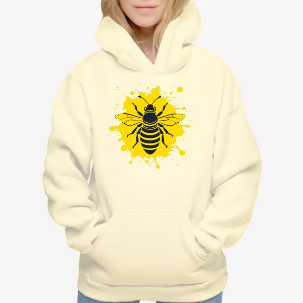 Худи «Силуэт пчелы на жёлтом фоне»