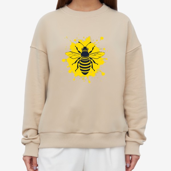 Свитшот «Силуэт пчелы на жёлтом фоне»