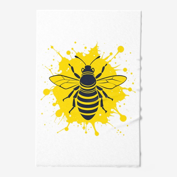Полотенце «Силуэт пчелы на жёлтом фоне»