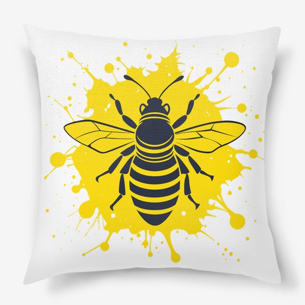 Подушка «Силуэт пчелы на жёлтом фоне»